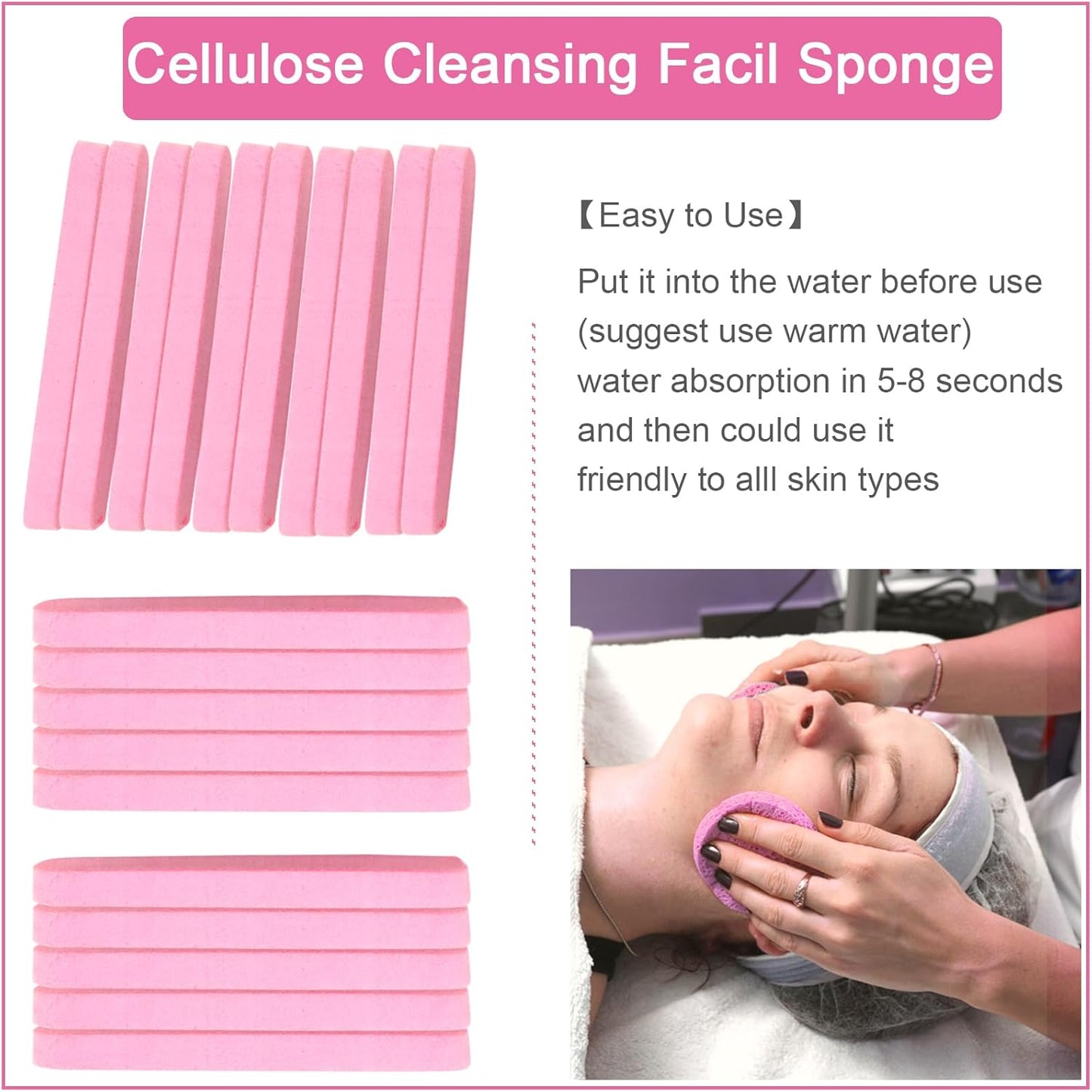 120 Pcs Pink Compress Face Sponges - Compact Facial Sponge Set for Cleansing, Makeup Removal, Exfoliation