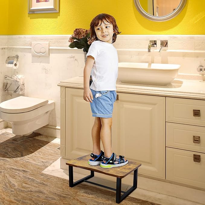 Wooden Step Stool,Stepping Stool for Adult & Kids，Wood One Step for Kitchen, Bedroom, Living Room, Bathroom Hold up to 500lbs