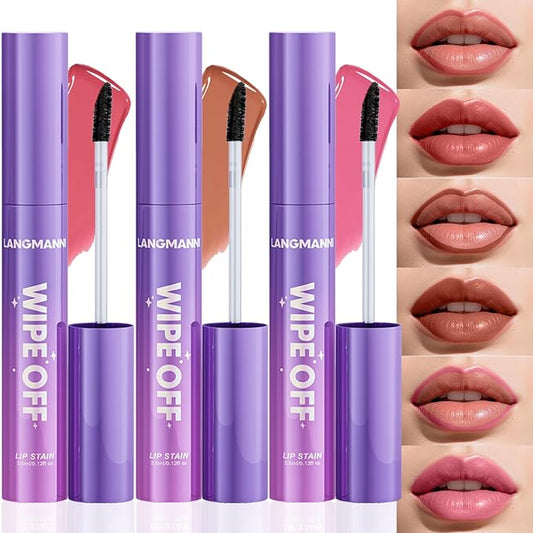 Jolilab Lip Stain Masque,Wipe Off Lip Tint,Waterproof,Transfer proof,Highly Pigmented,Ultra Long Lasting Lip Stain Peel off Makeup With Matte finish for All-day Wear.(#04+#05+#6)