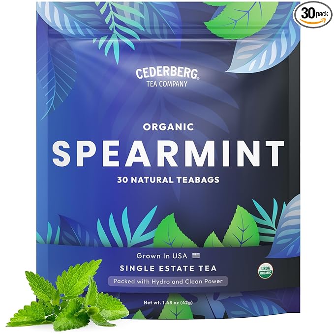 Cederberg Tea Company Organic Spearmint Tea — 30 Tea Bags | Organic Herbal Tea From Single Origin | Eco-Friendly Tea Bags | Non-GMO Caffeine Free Tea With Zero Sugar