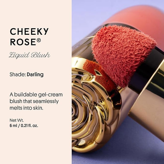 Winky Lux Cheeky Rose Liquid Blush - Gel Cream Makeup with Buildable Color and Lightweight Velvet Finish, Long-Lasting Deep Coral Shade, Darling
