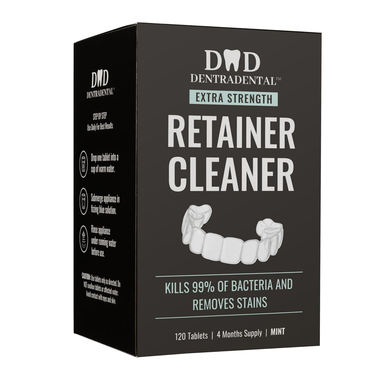 120 Count Retainer Cleaner Tablets for Aligner, Mouth Guard, Night Guard and More. Cleaning Tablets for Ultrasonic Cleaners - Fresh in 3 Minutes - 4 Month Supply - Mint
