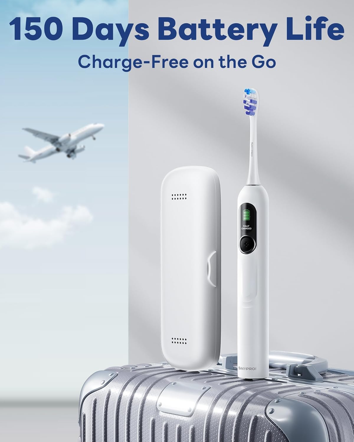 Electric Toothbrush with AI Smart Screen for Adults Kids | 150-Day Battery, Real-Time Brushing Map | Whitening Mode, 3-Min Timer, Travel Case | Family Sonic Electric Tooth Brush (G5S White)