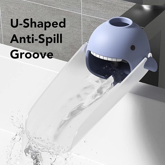 Faucet Extender for Toddlers and Kids, fits Sink spout tub for Kitchen and Bathroom. Promotes Hand Washing, Hygiene Awareness Independence. Cartoon Design w/Universal fits(Blue, Pink, 2PCS)