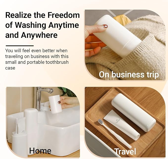 2PCS Toothbrush and Toothpaste Travel Case, Portable Tooth Brush Travel Case, Large Capacity, Small and Compact, Suitable for Journey, Gym, School, Camping, Home (White and Gray)
