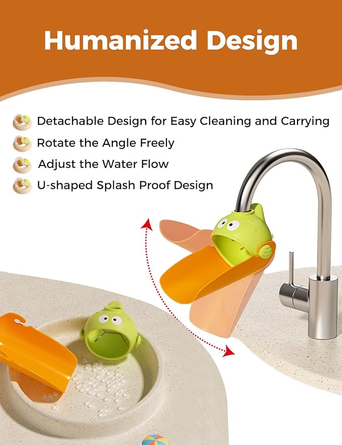 Faucet Extender for Toddlers, Silicone Sink Extender for Toddlers Faucet Extender for Kids, Suitable for Bathroom Sink, Kitchen,Bathtub (2 Pack)