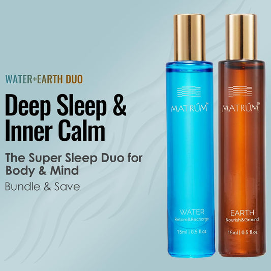 MATRUM Deep Sleep & Inner Calm Essential Oil Roll On Set, 100% Pure Aromatherapy Oils for Sleep, Anxiety & Stress Relief, Water & Earth Relaxing Duo, 1 Fl Oz