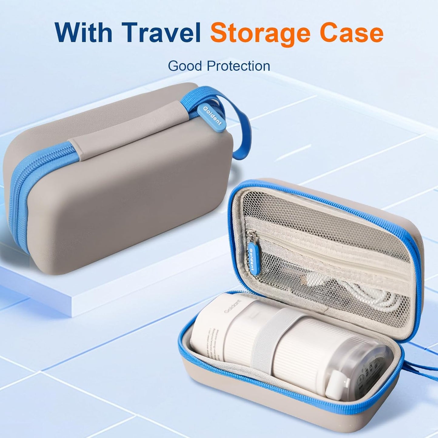 Portable Water Flosser for Teeth with Exquisite Travel Case, Cordless Rechargeable Mini Oral Irrigator with Removable Tank, IPX7 Waterproof, 4 Modes & 4 Jet Tips for Tooth Cleaning (White)