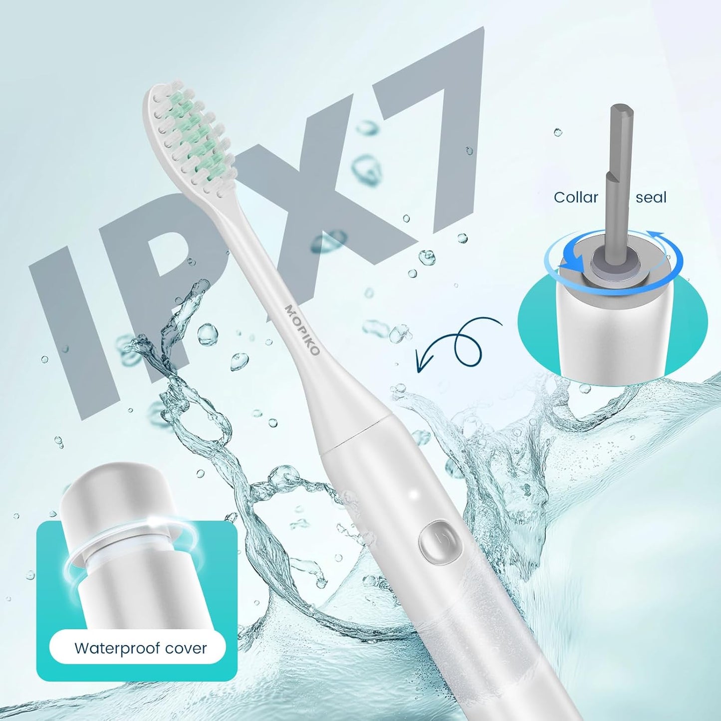 Sonic Electric Toothbrush for Adults - Type C Rechargeable Portable 3 Modes White Sonic Electric Toothbrush with Travel Kit