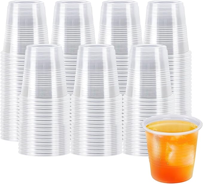 100 Pack 3 oz Plastic Cups, Clear Disposable Plastic Cups Bulk, Small Mouthwash Cup, Cold Drinking Cup for Travel, Bathroom, Travel, Picnic