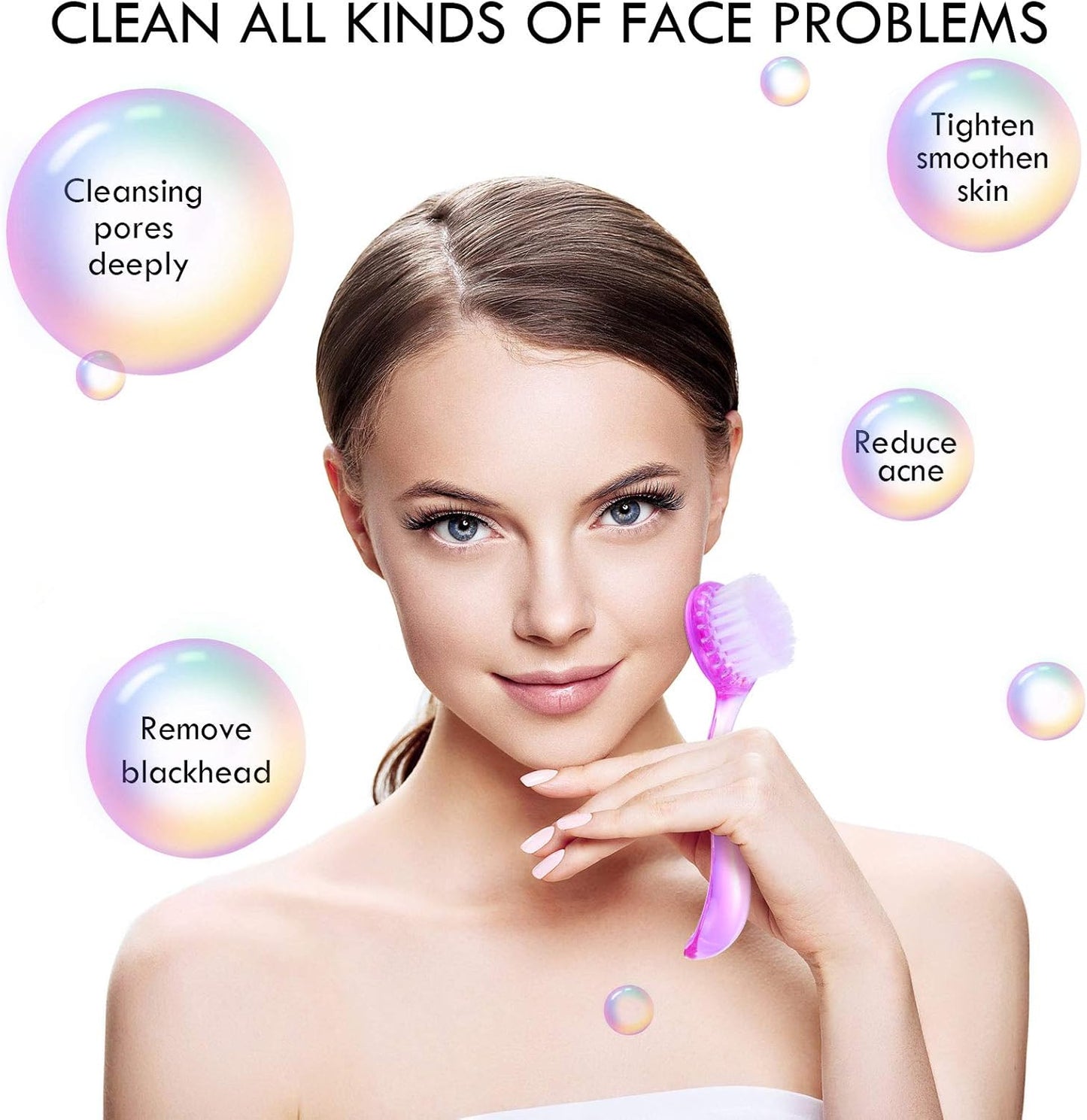 3 Pieces Facial Cleansing Brush Acrylic Handle Face Scrubbers Soft Bristle Exfoliator Cleaner Brush Scrub Exfoliating Facial Scrubber for Face Care Makeup Skincare Removal(Pink, Purple, Blue)