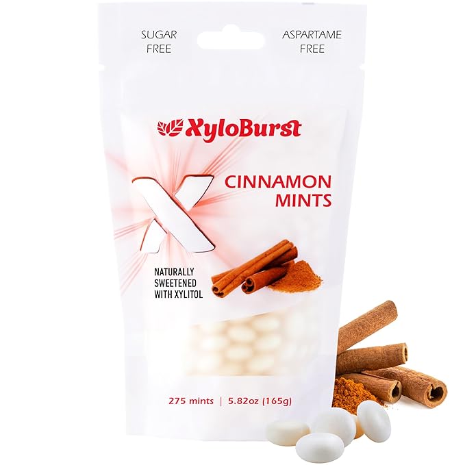 XyloBurst - Xylitol Mints | Sugar Free Breath Mint for Oral Health | Gluten Free, Vegan, Keto Friendly | Aspartame Free Mints | Cinnamon | 275 Count