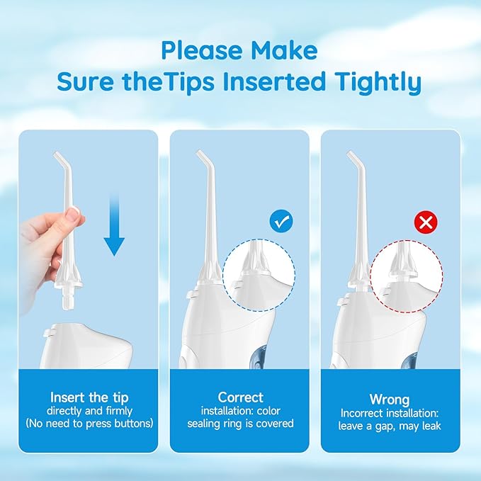 Mornwell Water Dental Flosser Teeth Pick for Teeth, Portable Cordless Water Flossers Oral Irrigator with 10 Intensity 4 Jet Rechargeable IPX7 Waterproof Water Tank Flosser Electric Travel (White)