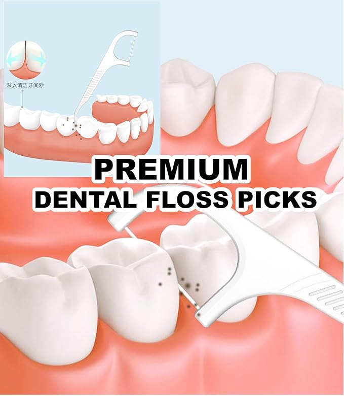 Dental Floss Picks - 4 Packs, 108pcs/bag, Bulk Flossing Picks for Adults - Portable Refillable Toothpick - Unflavored, Soft Plastic - Ideal for Braces - Dental Flosser and Toothpick Combo!
