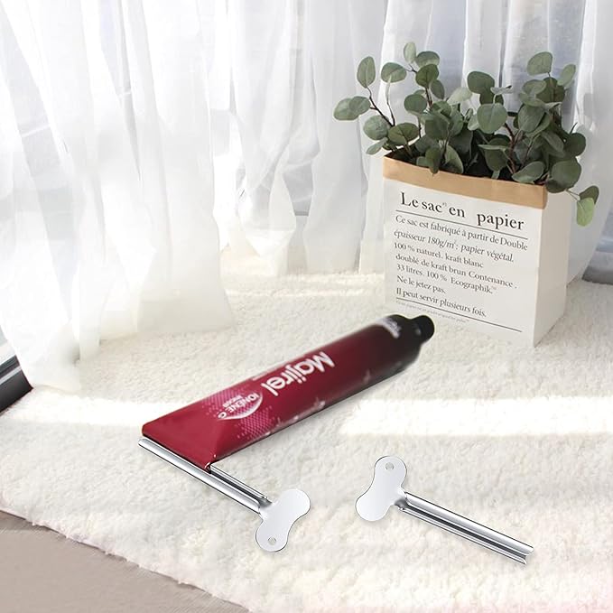 ZOCONE Toothpaste Squeezer, 12pcs Metal Tube Squeezer Key Stainless Steel Toothpaste Roller Tube Wringer for Paint, Cream, Cosmetic and Hair Dye(A)