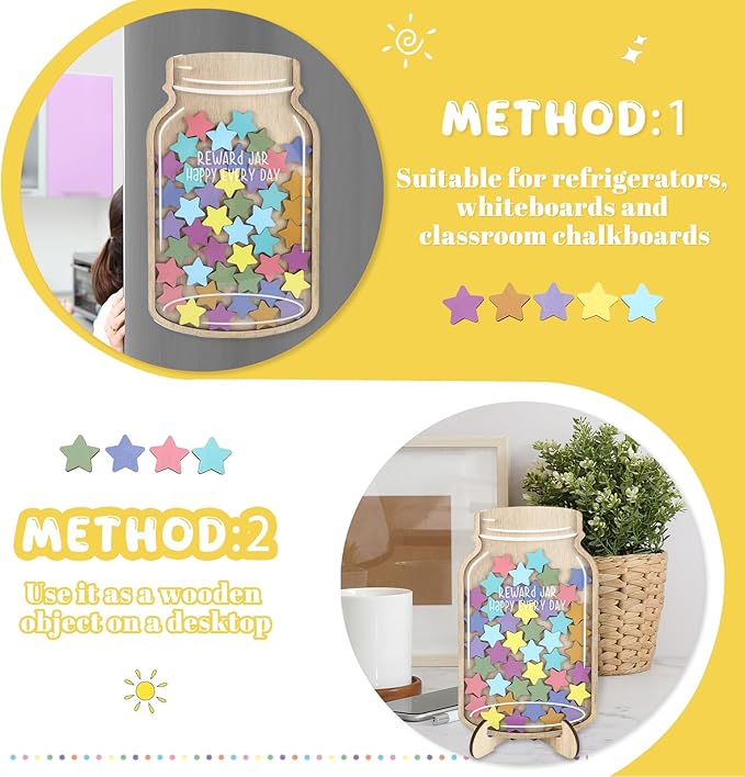 45Pcs Magnetic Reward Jar, Large 9.84 x 5.9“ Star Jar, Reward System for Kids Home Behavior School Classroom Incentives Potty Training with Colorful DIY Name Stickers