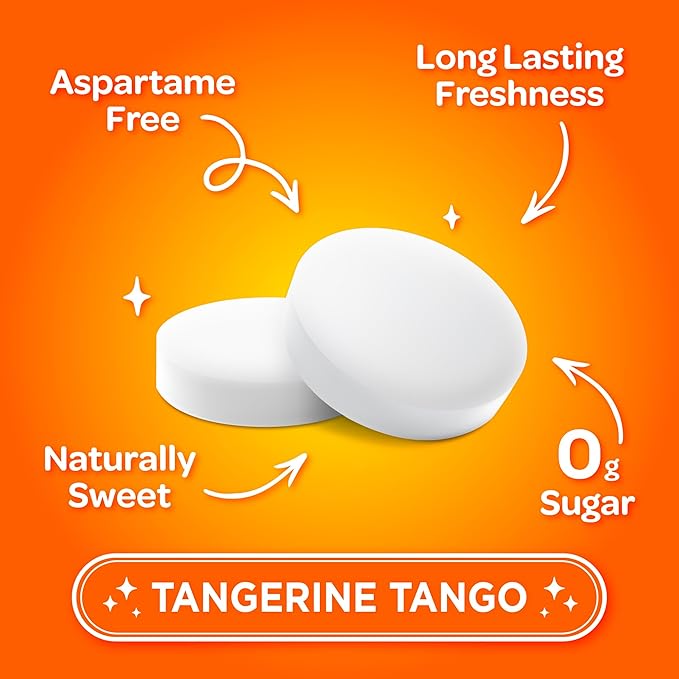 PUR Mints | Aspartame Free Breath Mints | Made with Xylitol | Sugar Free, Vegan, Gluten Free | Natural Tangerine Tango Flavor | 65 Pieces in Re-Sealable pouch (Pack of 3)