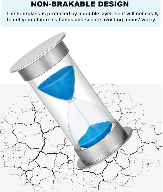 Sand Timer - 10 Minute Hourglass, Plastic Sand Clock, Large Sand Watch for Kids, Games, Classroom, Decoration, Toothbrush Timer (Blue Sand)