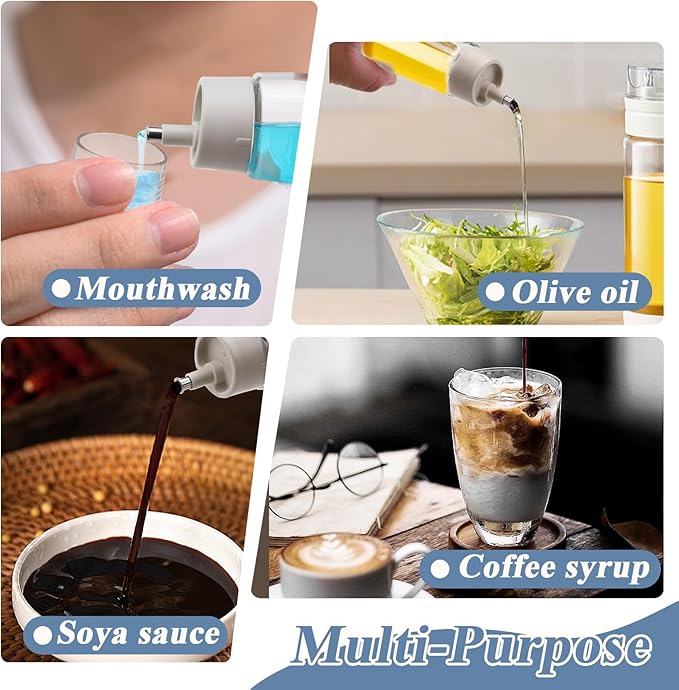 3 Pieces 5.07 Oz/150 ML Glass Mouthwash Dispenser for Bathroom, Refillable Mouth Wash Dispensers with Lid Cup, Small Clear Mouthwash Container Bottle for Kitchen Countertop (5.9" x 2.2")