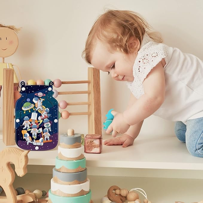 Qunclay Reward Jar for Kids Pot Training Reward Jar Classroom Incentive Good Behavior Responsibility Chart for Christmas Boys Girls Gift(Astronaut Style)