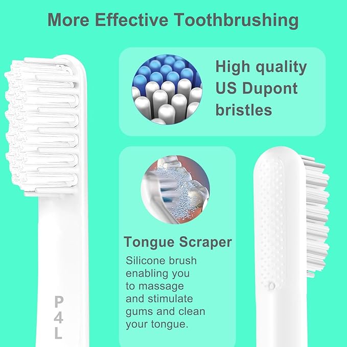 4-Pack White Toothbursh Replacement Head Compatible with Quip Styled Electric Brush Refill Brush Head Soft