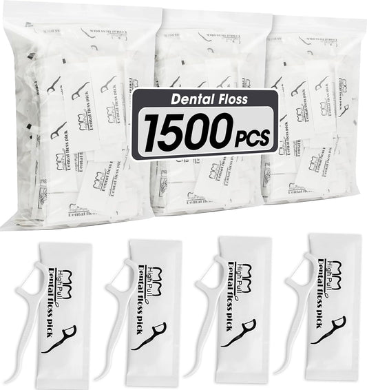 AZEN 1500 Count Dental Floss Bulk, Individually Wrapped Floss Picks, Toothpicks Flossers for Adults, Ideal Travel Flossers for Deep Cleaning