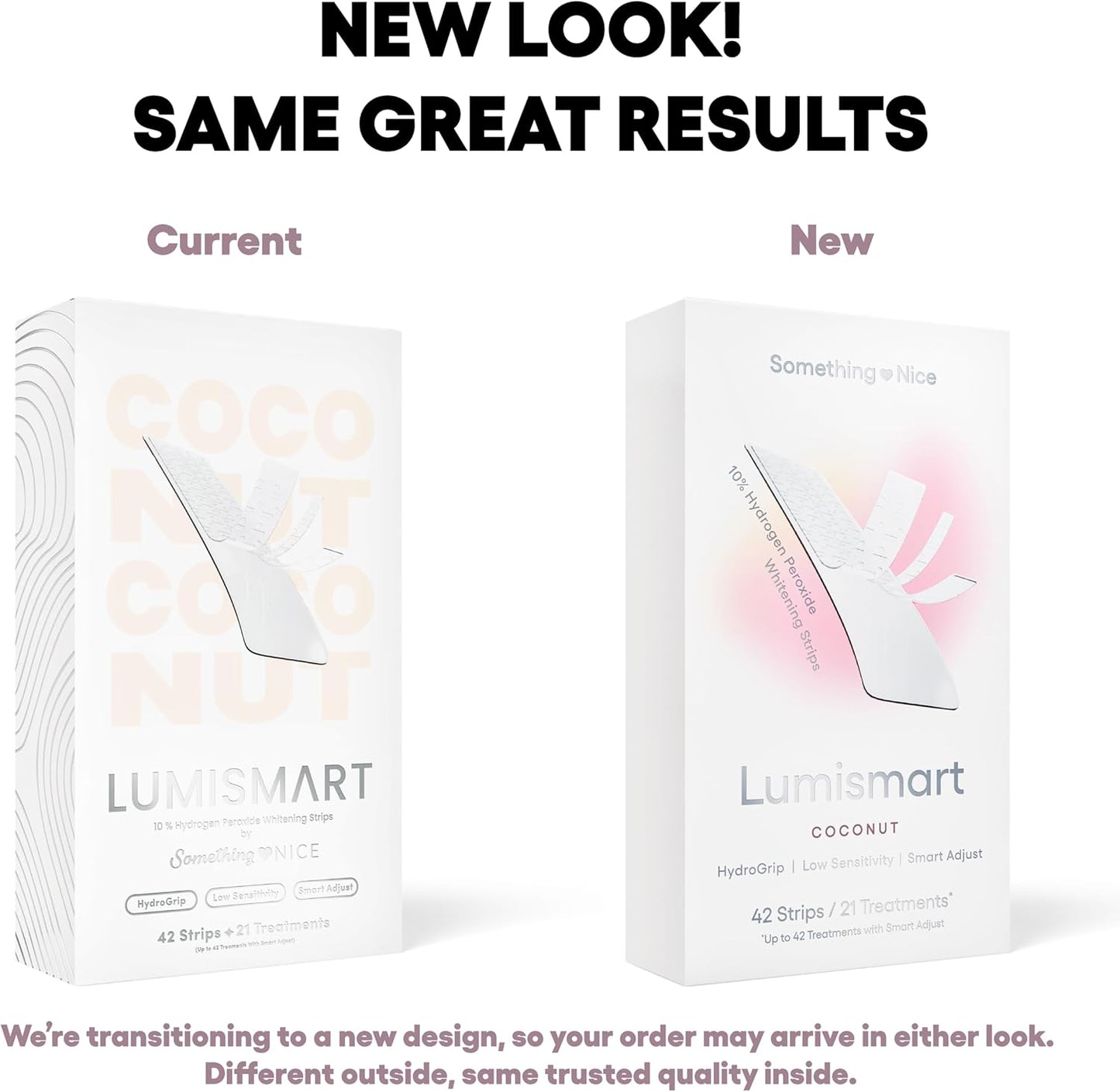 Something Nice Lumismart Whitening Strips - Dentist-Designed, Enamel Safe, up to 42 Treatments with Smart Adjust - Teeth Whitening Strips in Coconut for Sensitive Teeth