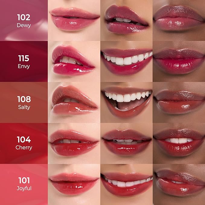 Laka Fruity Glam Tint Mini Set, 5pc Lip Tint Gift Set for Women, Hydrating & Glowy Finish, Lightweight & Transfer-proof Stain, Perfect Holiday Stocking Stuffers, K-Beauty