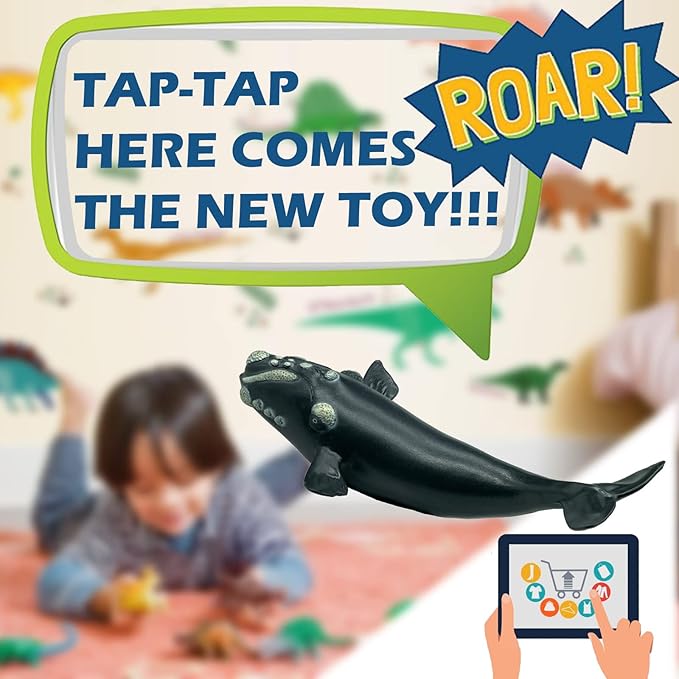 Gemini&Genius Right Whale Action Figure, Shark Animal Ocean Blackfish, Soft Rubber Ocean Whale Shark, Great for Kids Bath Swimming Beach and Cake Toppers Toys