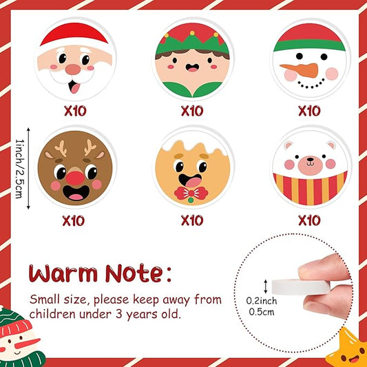 CJiangpo 60Pcs Christmas Erasers for Kids Bulk, Cute Mini Santa Elk Pencil Rubber Erasers Novelty Christmas Party Favors Fillers Kids Student Classroom Rewards Homework Prizes Gifts Stocking Stuffers