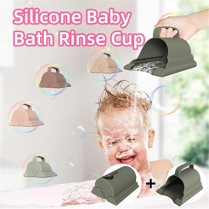 Baby Bath Rinse Cup Silicone Baby Shampoo Rinser Hair Shampoo Rinser Portable Bathing Tool For Kids Toddler Body Washing Baby Bath Rinse Cup Portable Baby Bath Cup Baby Shampoo Rinser Gift For Toddler