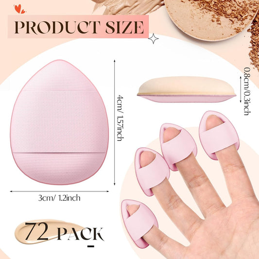 Gerrii 72 Pcs Finger Powder Puff Mini Makeup Sponge Soft Beauty Makeup Blender Puff for Foundation, Face Powder, Under Eye Setting, Concealer, Repair Cream, Cosmetic Tool(Pink)