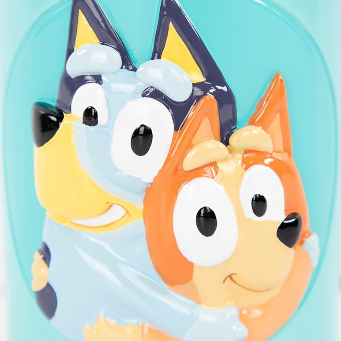 Jay Franco Bluey Toothbrush Holder - Blue Resin Pencil Holder/Bathroom Tumbler Features Bluey & Bingo - Fun Toothbrush Holder for Kids