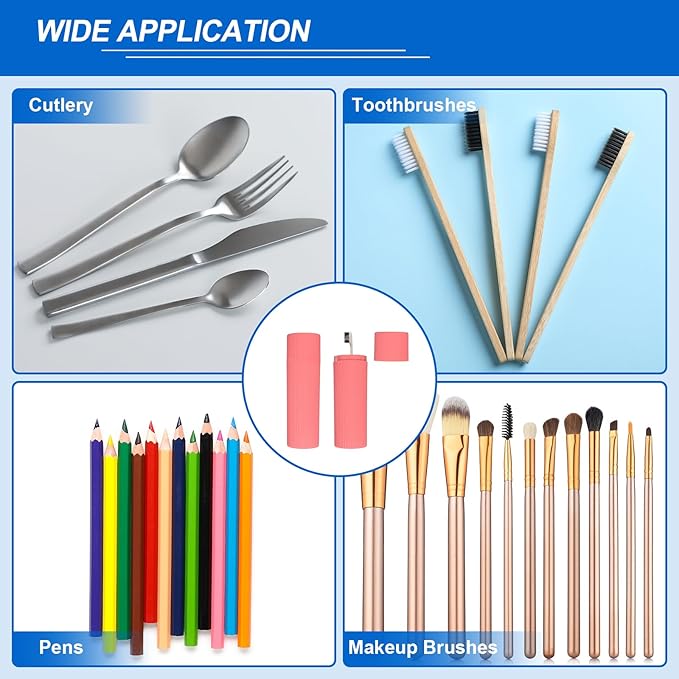 uxcell 2Pcs Travel Toothbrush Case, 7.9x2.4x2.4 Portable Travel Toothbrush Holder with Stripe, Plastic Toothpaste Container for Bathroom, Gym, Business Trip, Camping, Pink