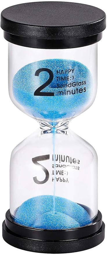Sand Timer 2 Minute Hourglass Timer: Colorful Small Blue Sand Clock 2 Min, Plastic Hour Glass Sandglass Timer for Kids, Games, Decorative, Classroom, Kitchen, Toothbrush