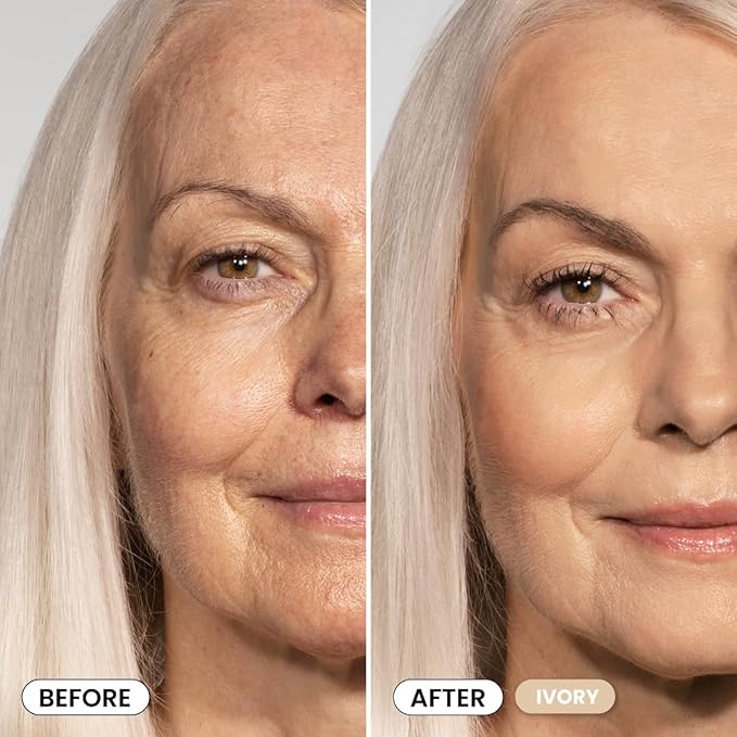 Prime Prometics PrimeSkin CC+ Cream for Mature Women – Liquid-to-Powder Foundation – Blurs Pores & Covers Age Spots – Crease-Free, Hydrating & Soft-Matte Finish for Sensitive Skin (Ivory)