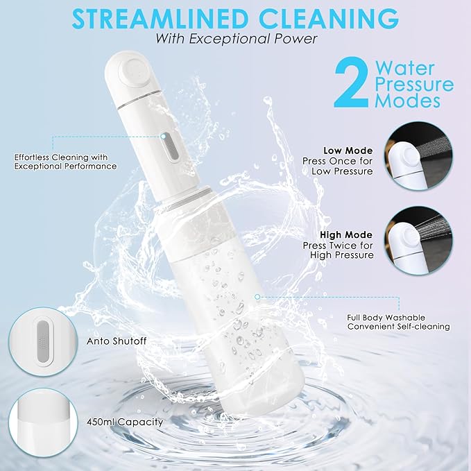 Portable Bidet for Travel, 450ML Electric Peri Bottle with Dual Spray Modes, 360° Nozzle, USB Rechargeable, Waterproof for Personal Hygiene Cleaning, Postnatal Care, Perineal & Hemorrhoid Treatment