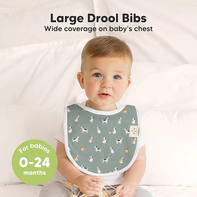 8-Pack Organic Baby Bibs for Boys, Girls - Soft Cotton Drooling and Teething Bibs for Baby Girl & Boy, Extra Absorbent, Easy To Clean & Put On for Toddler, Newborn, Infant 0-24 Months (Pets & Paws)