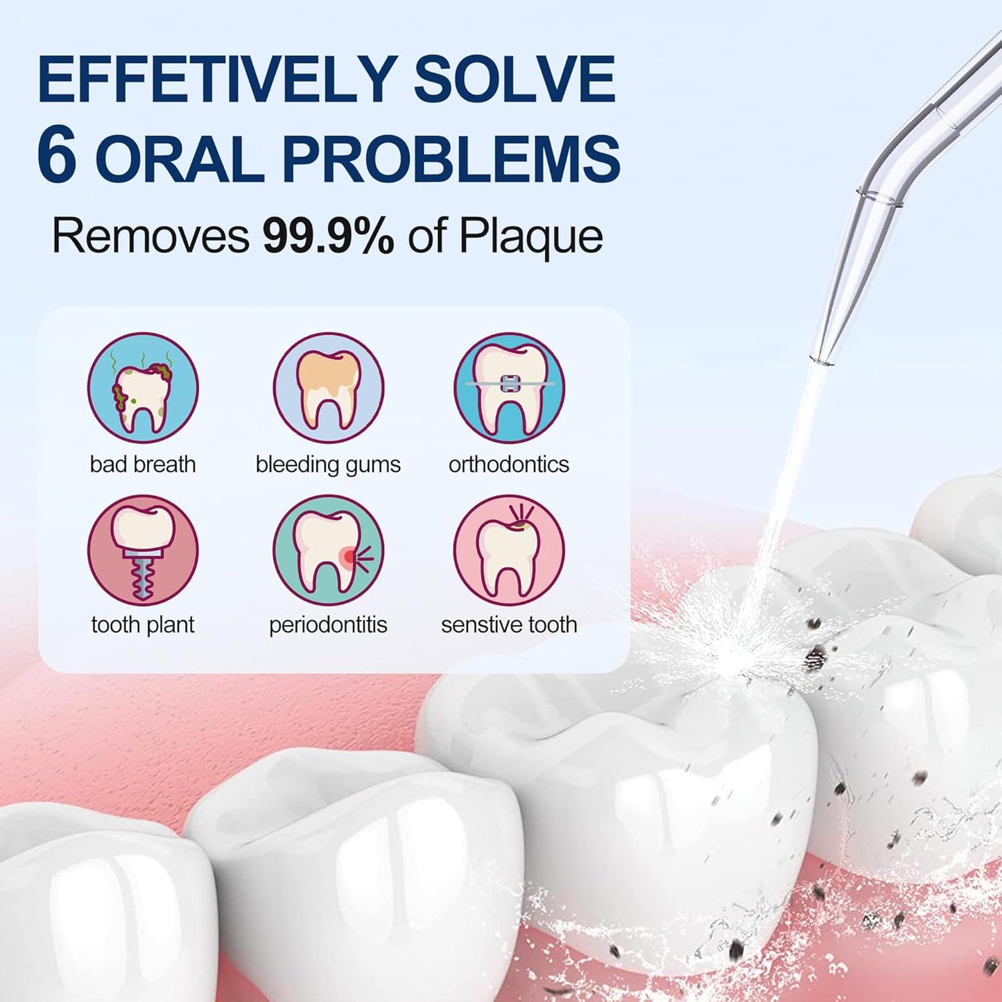 Water Dental Flosser for Teeth - 350ML Large Tank 5 Modes & 6 Tips Cordless, Oral Irrigator Waterproof, Portable Teeth Cleaning and Flossing with Effective Plaque Remover for Adults (Pink)