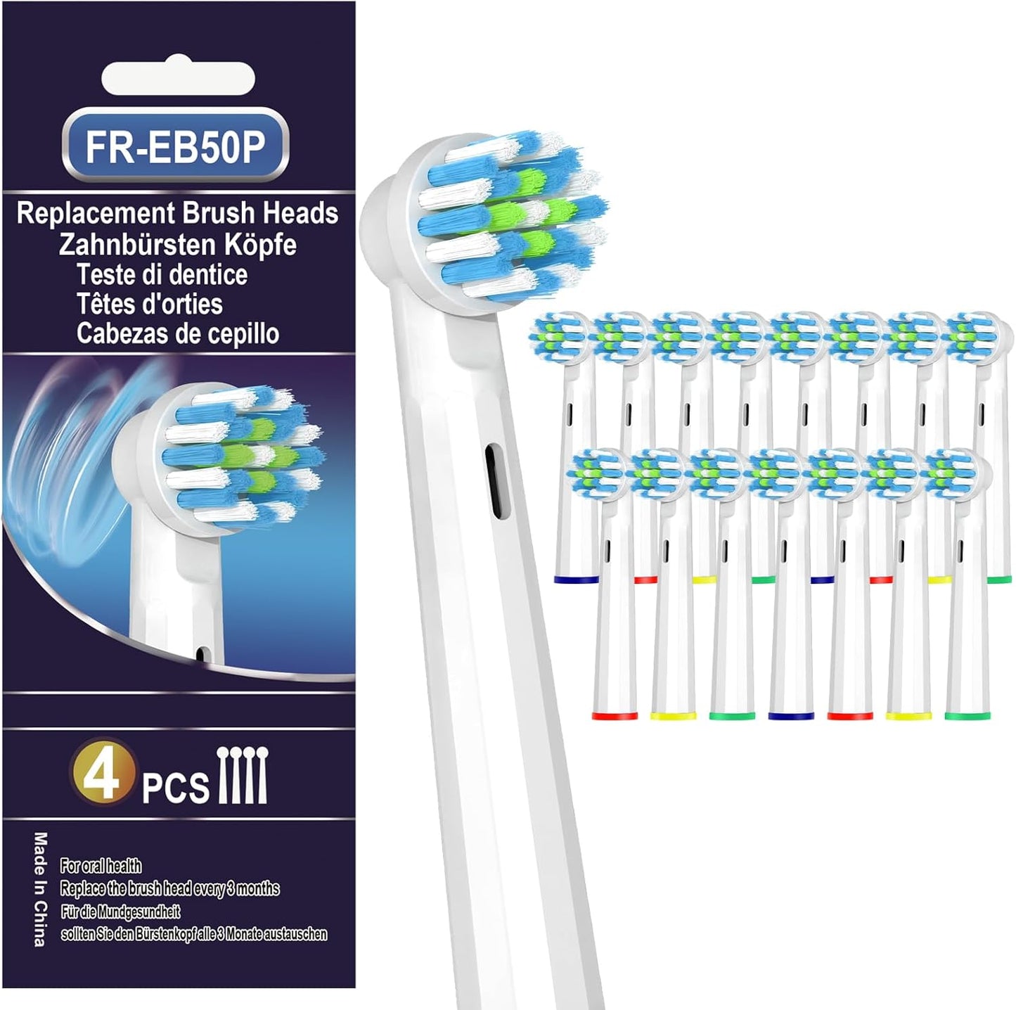 16 Pcs Replacement Toothbrush Heads Compatible with Braun Oral B Pro 1000/7000/9600/5000/8000, Precision Senesitive Brush Heads Refills for Genius X and Smart 1500 Electric Toothbrush (White)