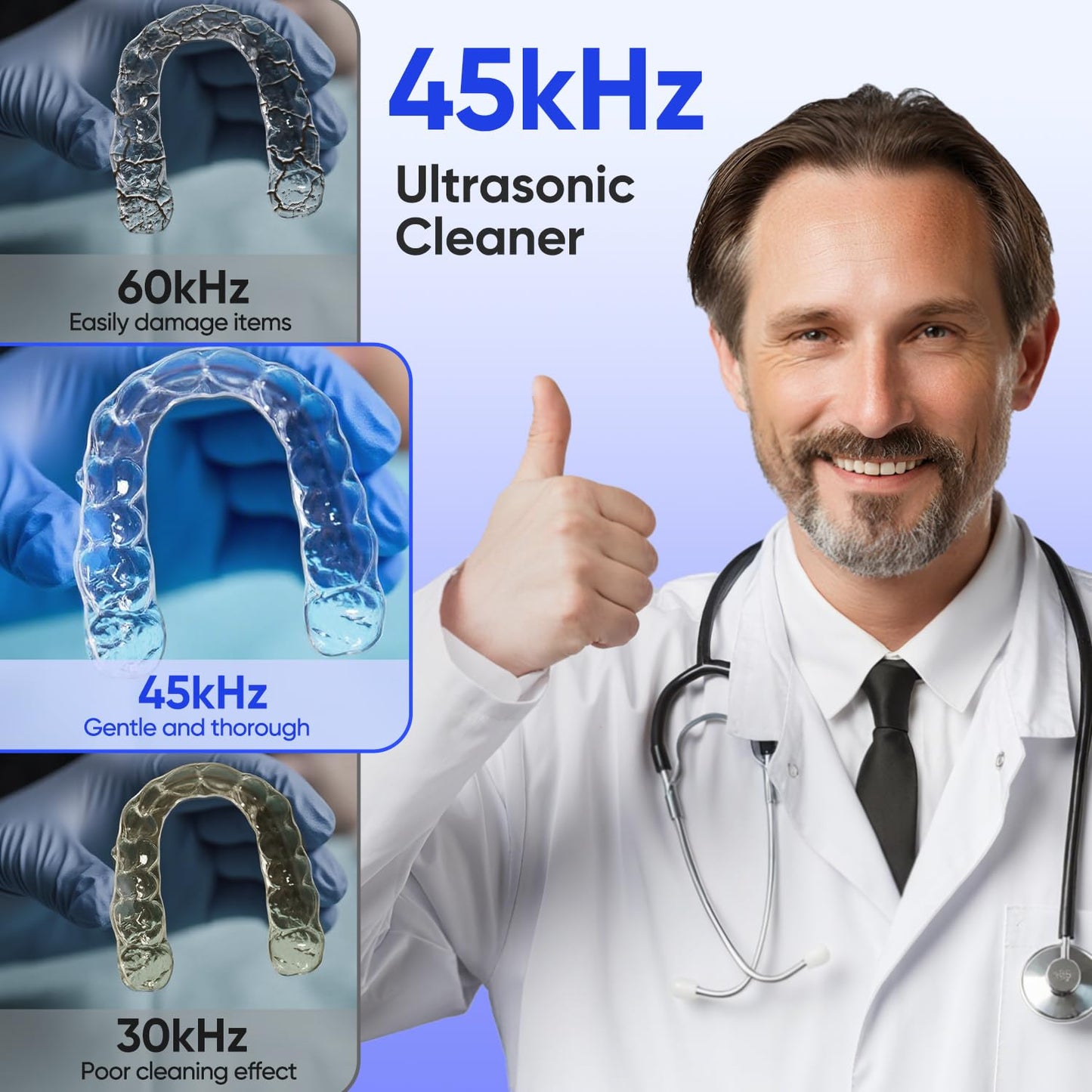 MySmile Ultrasonic Retainer Cleaner Machine with Tablets- 45kHz Black Dental Pod with 200ML Capacity and MySmile Retainer Cleaner with 120 Denture Cleaning Mix Flavor Tablets