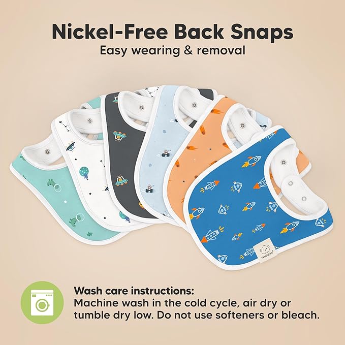 8-Pack Organic Baby Bibs for Boys, Girls - Soft Cotton Drooling and Teething Bibs for Baby Girl & Boy, Extra Absorbent, Easy To Clean & Put On for Toddler, Newborn, Infant 0-24 Months (Cosmo)