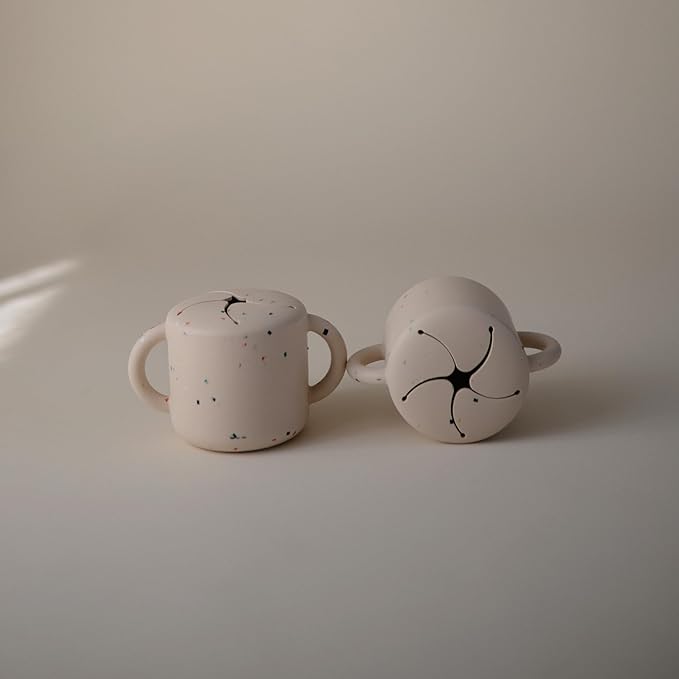 mushie Silicone Snack Cup | Spill Proof Food Container for Toddler and Baby (Vanilla Confetti)