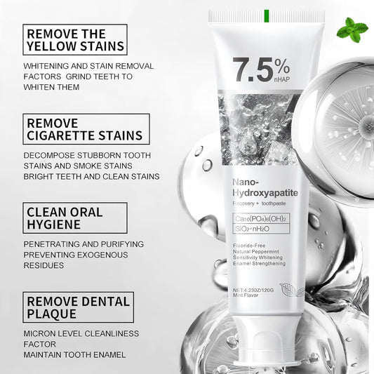 7.5% Hydroxyapatite Toothpaste, 7.5% Hydroxyapatite Toothpaste for Advanced Enamel Protection, Appropriate for Sensitive Teeth, Gentle and Effective Formula, Fresh Mint (1)