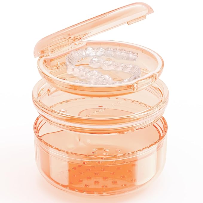 Denture Case Retainer Cleaning Case: 2 in 1 Retainer Case, No-Leak Denture Bath Box Cup, Complete Clean Care for Dentures, Clear Braces, Mouth Guard, Night Guard & Retainers