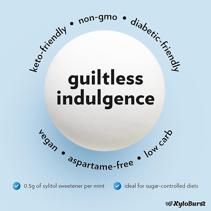 Xyloburst - Xylitol Mints | Sugar Free Breath Mints for Oral Health | Gluten Free, Vegan, Keto Friendly | Aspartame Free Mints | Peppermint | 275 Count (Pack of 2)