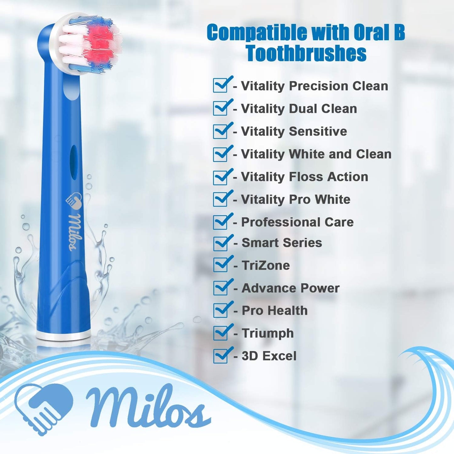 Milos Kids Replacement Heads Compatible with Oral B - Replacement Toothbrush Heads for Teenagers Aged 10-16 Soft Sensitive Replacement Brush Heads 16 Pack