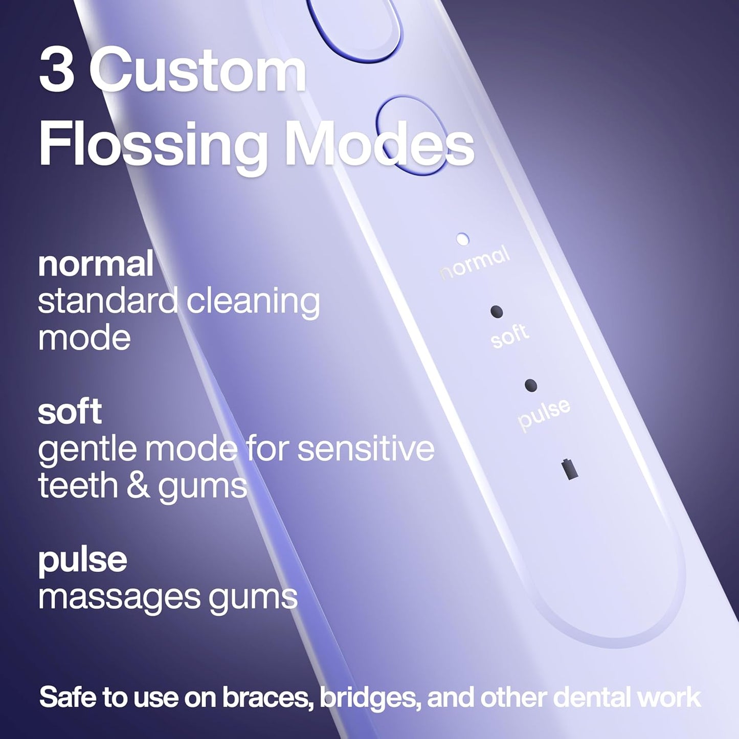 AquaSonic Icon Water Flosser for Teeth – Cordless Rechargeable Oral Irrigator – Waterproof, Portable Dental Cleaning with Jet Tip – Braces Home Travel - Lilac
