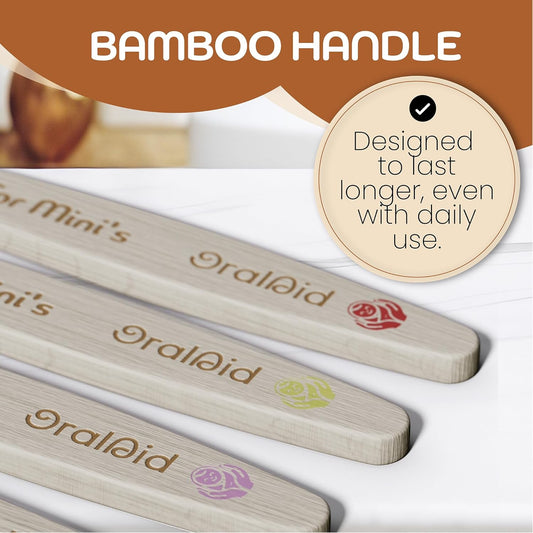 Oral Aid Bamboo Toothbrushes for Baby, Bamboo Handle, Eco-Friendly Baby Bamboo Toothbrush Set, Soft Bristle, Biodegradable Packaging, 4 Pack