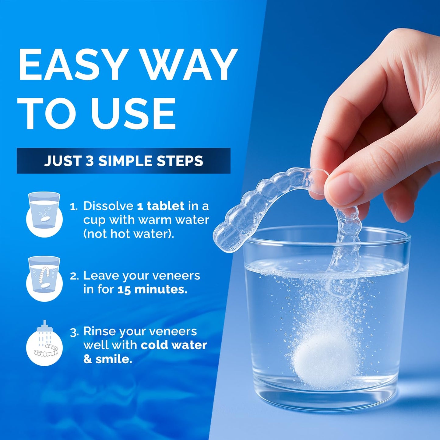 Retainer Cleaner Tablets for Invisalign Approved for Ultrasonic Cleaners -240 Denture Cleaning Tablets for Aligners, Night Guard, Mouth Guard - Denture Cleaner Tablets 8-Month Supply